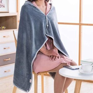 Mvchifay Wearable Blanket Soft Fleece Shawl Button Closure Warm Snuggle Throw for Sofa Snap 27x51inches (Gray-70x130cm)