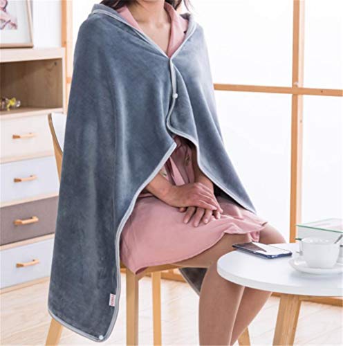 Mvchifay Wearable Blanket Soft Fleece Shawl Button Closure Warm Snuggle Throw for Sofa Snap 27x51inches (Gray-70x130cm)