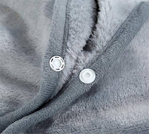 Mvchifay Wearable Blanket Soft Fleece Shawl Button Closure Warm Snuggle Throw for Sofa Snap 27x51inches (Gray-70x130cm)