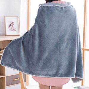 Mvchifay Wearable Blanket Soft Fleece Shawl Button Closure Warm Snuggle Throw for Sofa Snap 27x51inches (Gray-70x130cm)