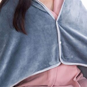 Mvchifay Wearable Blanket Soft Fleece Shawl Button Closure Warm Snuggle Throw for Sofa Snap 27x51inches (Gray-70x130cm)