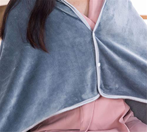 Mvchifay Wearable Blanket Soft Fleece Shawl Button Closure Warm Snuggle Throw for Sofa Snap 27x51inches (Gray-70x130cm)