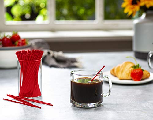 5 Inch Coffee & Cocktail Stirrers/Straws [1000 Count] Disposable Plastic Sip Stir Sticks – Red