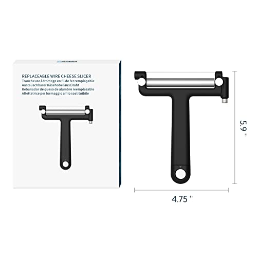 KITCHENDAO Replaceable Wire Cheese Slicer Cutter, 50% Stronger Wires with 2nd Gen Wire Fixing Mechanism, Adjustable Wire Cheese Cutter, Quick Replacement, Dishwasher Safe, with 3 Extra Wires