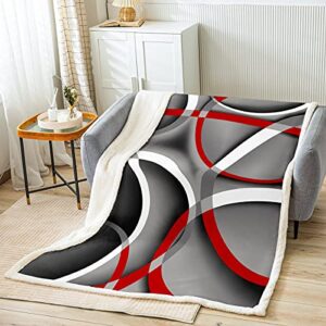 gray black red swirls fleece throw blanket soft cozy retro circle stripes sherpa blanket for kids women adults modern abstract plush blanket color art fuzzy blanket for sofa bed couch,50x60 inches