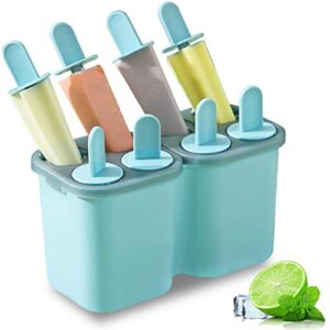 homquen popsicles molds, 8 piece ice pop mold, reusable easy release ice cream mold for kids, many shapes homemade popsicle molds, diy popsicle maker, bpa free (8 cavities-blue)