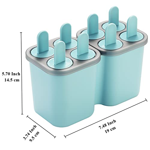 HOMQUEN Popsicles Molds, 8 Piece Ice Pop Mold, Reusable Easy Release Ice Cream Mold for kids, Many Shapes Homemade Popsicle Molds, DIY Popsicle Maker, BPA Free (8 Cavities-Blue)