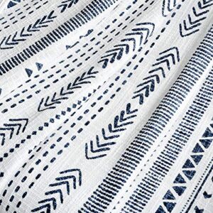 Lush Decor Hygge Stripe Cotton Slub Tassel Fringe Throw Blanet, 60" x 50", Navy & White