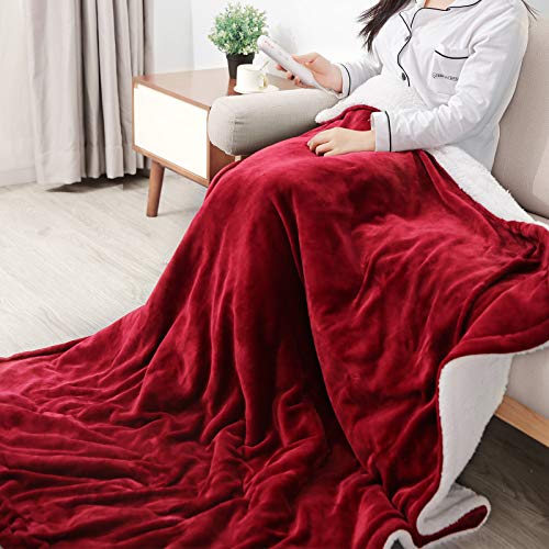 Electric Blanket Heated Throw Flannel & Velveteen, Fast Heating Blanket 50" x 60", ETL Certification with 6 Heating Levels & 5 Hours Auto Off, Home Office Use, Machine Washable