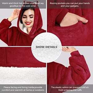 KIKILIVE Wearable Blanket Hoodie for Women and Men, Oversized Blanket Sweatshirt with Hood Pocket and Sleeves, Super Warm and Length Flannel Fleece Blanket for Adults