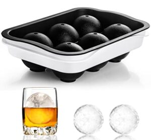 icexxp whiskey ice ball maker, [fill without funnel & easy release] 2.2'' round large ice cube trays with cover, reusable sphere silicone ice tray with lids for bourbon, brandy, gift for whisky lover