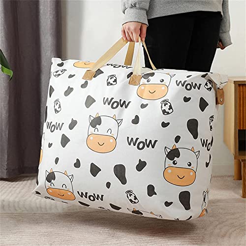 4 PCS Large capacity Storage Bag Of Different Sizes Storage Bag With Handle Largecapacity Storage Bag Foldable Storage Bucket For Quilt Blanket (Cow)