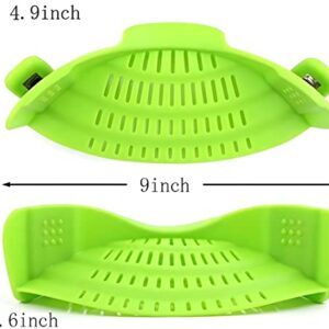 Snap n Strain Clip on Strainer - Silicone Pot and Pan Strainer, Clip on Colander, Pasta Strainer - Strainer for draining Vegetables, Fruits, Meat, Ground Beef - Heat Resistant, Easy to Use.