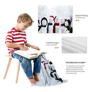 Fassbel Sherpa Throw Blanket Digital Printing Reversible Super Soft Lightweight Blanket Warm Microfiber All Season Blanket for Bed or Couch (50"x60", Snowman)