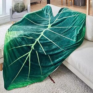 dyto leaf blanket green plant throw blankets wrapping towel realistic decorative floral blankets for sofa bed beach towel let throw, 60x80in