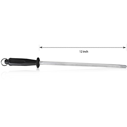 Professional Carbon Steel Black Knife Sharpening Steel, 12 Inch