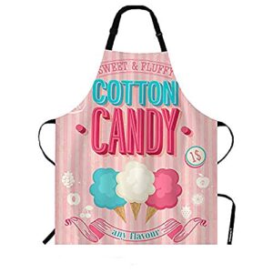 wondertify cartoon candy apron,sweet and fluffy colorful candy pink background bib apron with adjustable neck for men women,suitable for home kitchen cooking waitress chef grill bistro baking apron