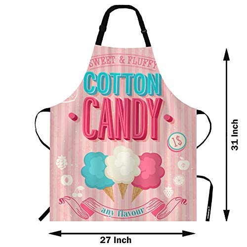 WONDERTIFY Cartoon Candy Apron,Sweet and Fluffy Colorful Candy Pink Background Bib Apron with Adjustable Neck for Men Women,Suitable for Home Kitchen Cooking Waitress Chef Grill Bistro Baking Apron