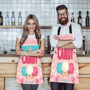 WONDERTIFY Cartoon Candy Apron,Sweet and Fluffy Colorful Candy Pink Background Bib Apron with Adjustable Neck for Men Women,Suitable for Home Kitchen Cooking Waitress Chef Grill Bistro Baking Apron