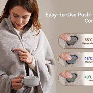 USB Heated Blanket with 18W Power Bank,Heated Shawl,Portable Electric Blanket Plush Flannel with 3 Heating Levels,Wearable Heated Throw Blanket for Home&Outdoor,Heating Pad for Neck and Shoulder