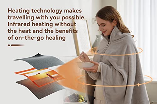 USB Heated Blanket with 18W Power Bank,Heated Shawl,Portable Electric Blanket Plush Flannel with 3 Heating Levels,Wearable Heated Throw Blanket for Home&Outdoor,Heating Pad for Neck and Shoulder