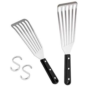 fish spatula, hasteel 2-piece stainless steel slotted turner for flipping, turning, frying & grilling, metal slotted spatulas great for kitchen cooking, riveted handle & dishwasher safe