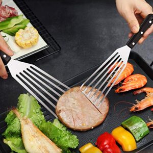 Fish Spatula, HaSteeL 2-Piece Stainless Steel Slotted Turner for Flipping, Turning, Frying & Grilling, Metal Slotted Spatulas Great for Kitchen Cooking, Riveted Handle & Dishwasher Safe