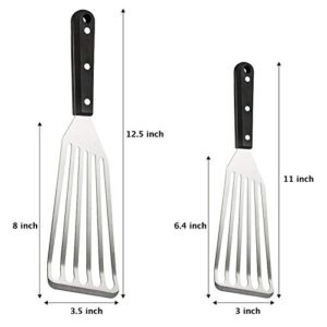 Fish Spatula, HaSteeL 2-Piece Stainless Steel Slotted Turner for Flipping, Turning, Frying & Grilling, Metal Slotted Spatulas Great for Kitchen Cooking, Riveted Handle & Dishwasher Safe