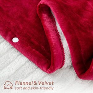 CORIWELL Heated Blanket Electric Throw - 50" x 60" Full Body Size Heating Blanket - 5 Heating Setting Soft Flannel Electric Blanket with 3 Hours Auto Shut Off, Machine Washable(Rose Red)