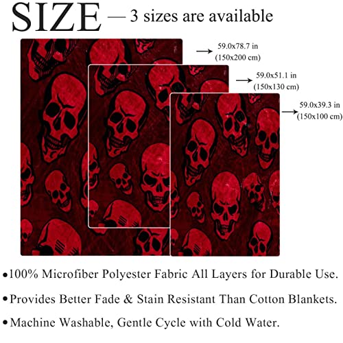 Soft and Warm Throw Blanket for Couch,Halloween red Skull,Fleece Blanket Decorative Blankets Bed Blanket