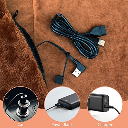 USB Heated Blanket,Heated Car Blanket,Machine Washable Super Cozy Soft Heated Blanket with 3 Heating Levels & Timing Function