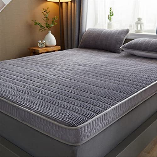 ZPZFDC Memory Foam Mix Latex Filling Mattress Foldable Slow Rebound Tatami Plus Velvet Comfort Cover Bedspreads 4/8cm Thickness (Color : Gray, Size : 150x190x4cm)