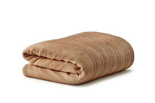 Eddie Bauer | Cabin Comfort Plush Heated Electric Warming Blanket, King, Khaki