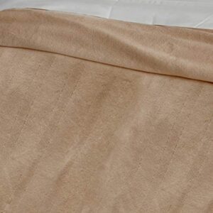 Eddie Bauer | Cabin Comfort Plush Heated Electric Warming Blanket, King, Khaki