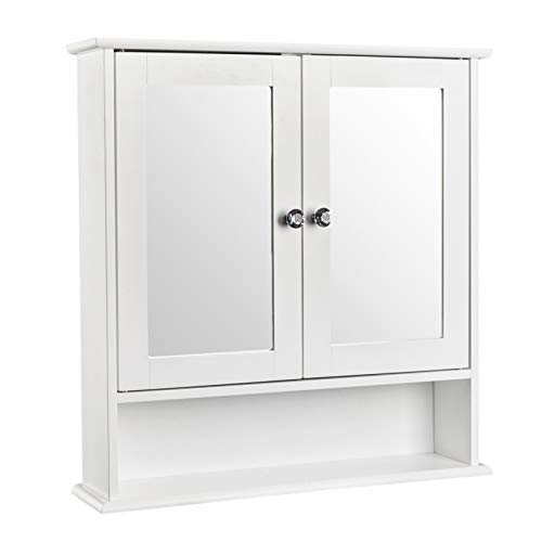 Ochine Bathroom Medicine Cabinet Mirror Wall Cabinet Bathroom Storage Cabinet White Wall Mounted Cabinet Furniture with Open Door Adjustable Shelf for Home Multipurpose