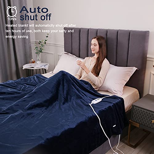 DoWin Electric Heated Blanket Twin Size 62x84'' Heating Throw Soft Flannel Full Body Warming with 10 Hours Auto Off, Fast Heating Blanket ETL Certification