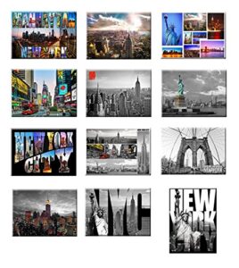 12 set new york nyc souvenir photo picture fridge magnets 2 x 3 inch - pack of 12