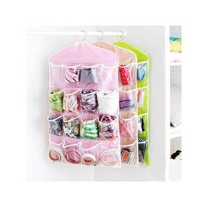 Vanki 1 pc 16 Pockets Jewelry Bra Underwear Socks Ties Hanging Organizer Hanging Storage Pockets Bags Organizer,Pink