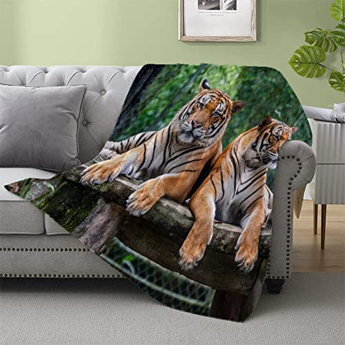 Green Tiger Throw Blankets Bedding Blankets Sofa Blankets Flannel Blankets Air Conditioning Blanket Fans Gifts Fall Throw Blanket（90"x90"）