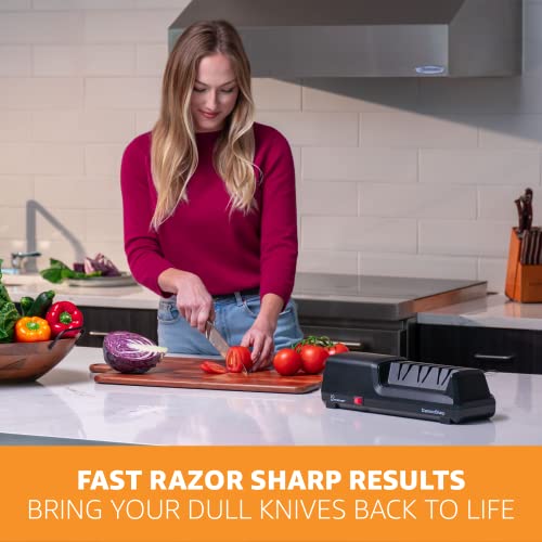 Electric Knife Sharpener for Kitchen Knives, Powerful Motor with Precision Guides and Professional Diamond Abrasives, Expert Automatic Angle Detection For Sharper Knives