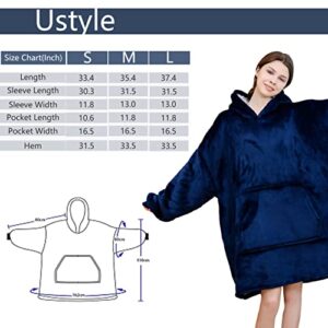 Ustyle Oversized Hoodie Blanket for Adults Cozy Sherpa Fleece Wearable Blanke Hoodie with Giant Pocket Pullover Sweatshirt Blanket Small