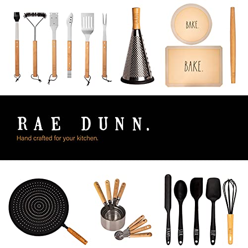 Rae Dunn Everyday Collection Set of 5 Stainless Steel Knives with Sheaths- Chef, Paring, Bread, Santoku Knives- (White)