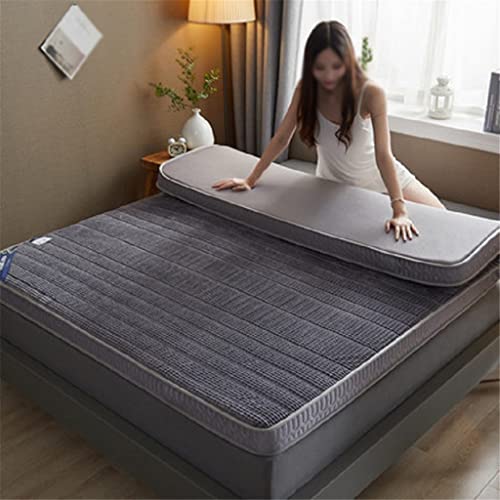 YLYAJY Memory Foam Mix Latex Filling Mattress Foldable Slow Rebound Tatami Plus Velvet Comfort Cover Bedspreads 4/8cm Thickness (Color : Gray, Size : 200x220x8cm)