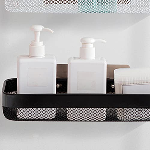 DOITOOL Cabinet Shelf Shower Caddy Basket Shelf Punch Free Bathroom Wall Storage Rack Bathroom Organizer Floating Shelf Brush Sponge Holder Rack Kitchen Draining Basket Black Metal Shelf