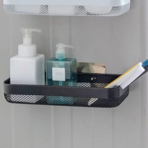 DOITOOL Cabinet Shelf Shower Caddy Basket Shelf Punch Free Bathroom Wall Storage Rack Bathroom Organizer Floating Shelf Brush Sponge Holder Rack Kitchen Draining Basket Black Metal Shelf