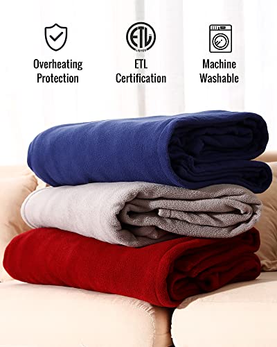 Heated Blanket, Electric Blanket Twin Size 62"x84" with 4 Heating Levels, Super Cozy Soft Polar Fleece Heated Throw, 10H Auto Shut Off & Overheat Protection, Machine Washable, Red