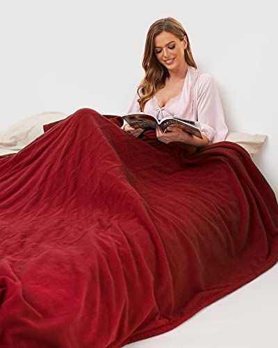 Heated Blanket, Electric Blanket Twin Size 62"x84" with 4 Heating Levels, Super Cozy Soft Polar Fleece Heated Throw, 10H Auto Shut Off & Overheat Protection, Machine Washable, Red