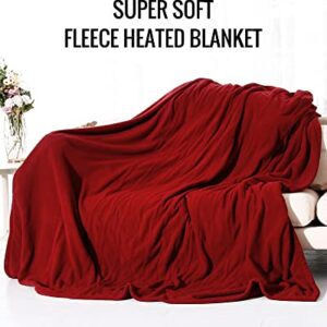 Heated Blanket, Electric Blanket Twin Size 62"x84" with 4 Heating Levels, Super Cozy Soft Polar Fleece Heated Throw, 10H Auto Shut Off & Overheat Protection, Machine Washable, Red