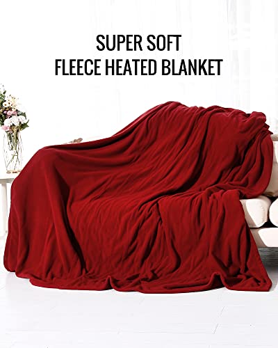 Heated Blanket, Electric Blanket Twin Size 62"x84" with 4 Heating Levels, Super Cozy Soft Polar Fleece Heated Throw, 10H Auto Shut Off & Overheat Protection, Machine Washable, Red
