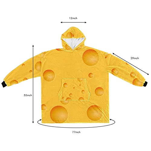 Wearable Blanket Hoodie,Oversized Hooded for Women,Comfy Sweatshirt Cheese Pattern-01